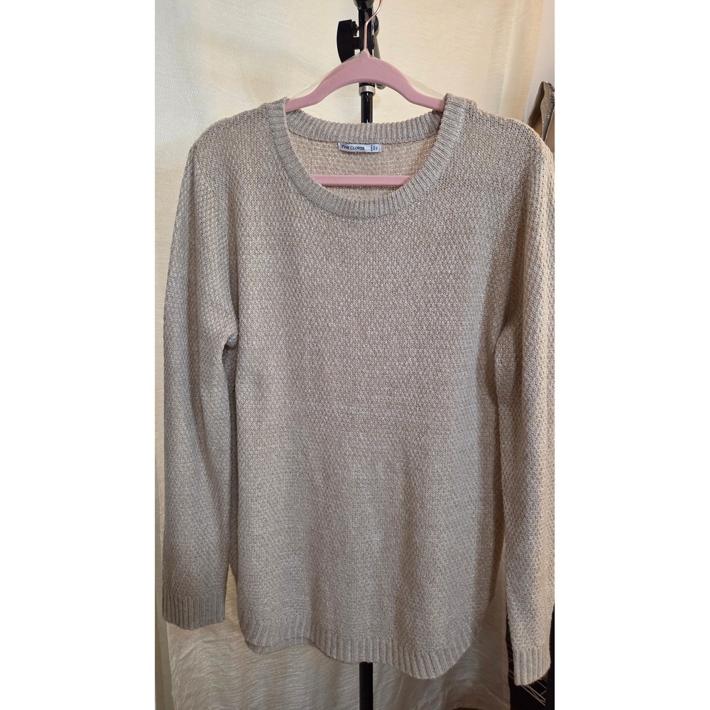 Pink Clover Womens Oatmeal Beige Popcorn Knit Crew Neck Sweater XL 51792A-ST